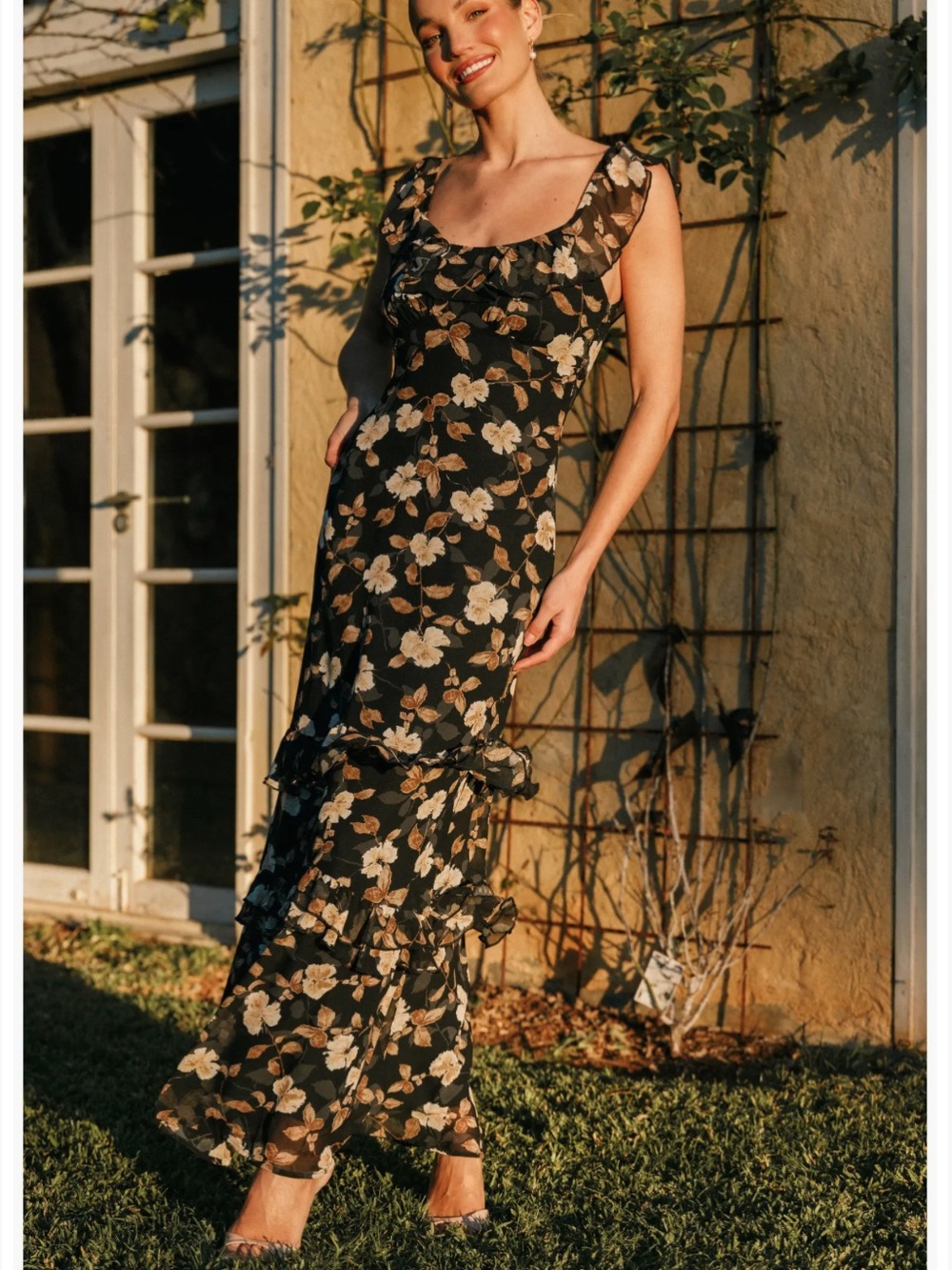 Petal and pup Irelynn Ruffle Convertible Floral Maxi Dress NWT SIZE M